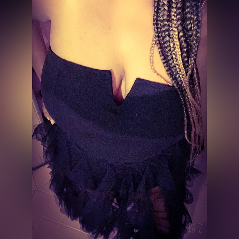 Tule Bottom Strapless Bodysuit